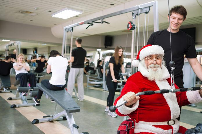 Santa Claus exercising